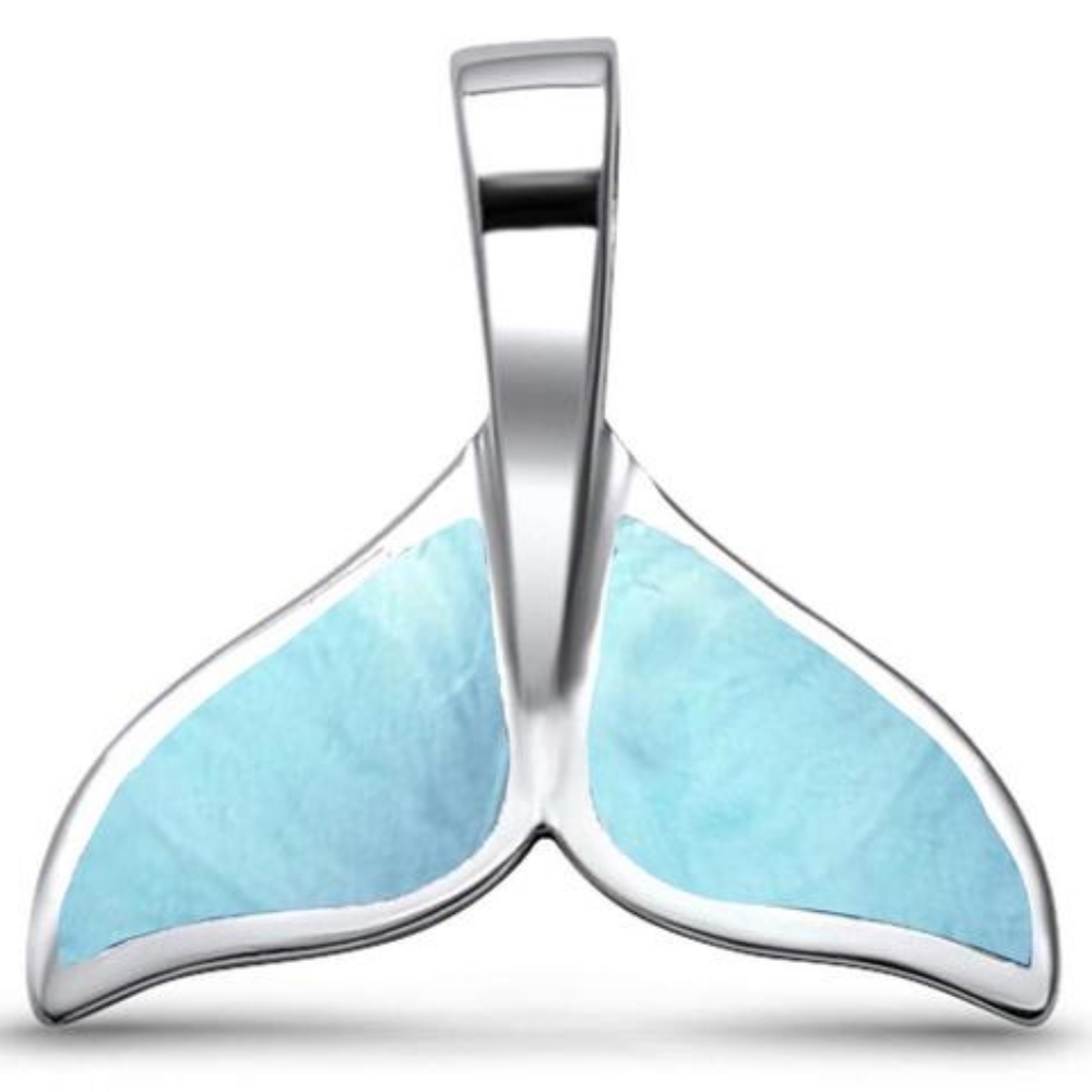 natural larimar whale tale . 925 sterling silver p